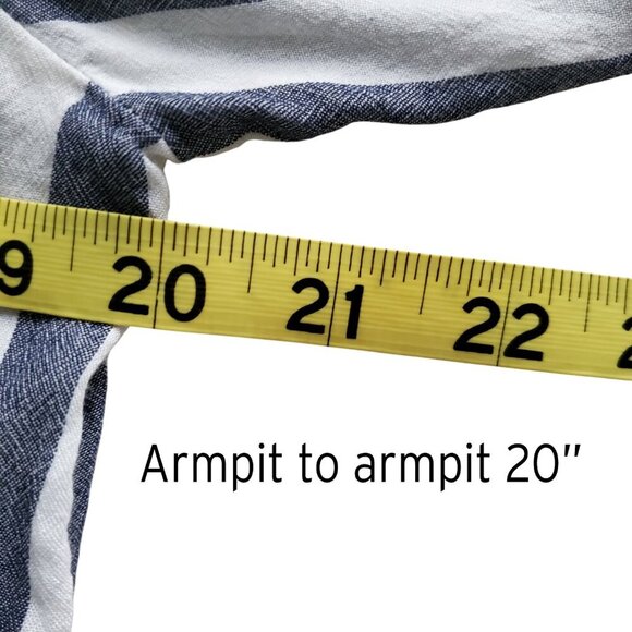 a.n.a  Gray & White Lightweight Long /Roll Tab Sleeve Striped Long line Shirt S - Picture 11 of 16